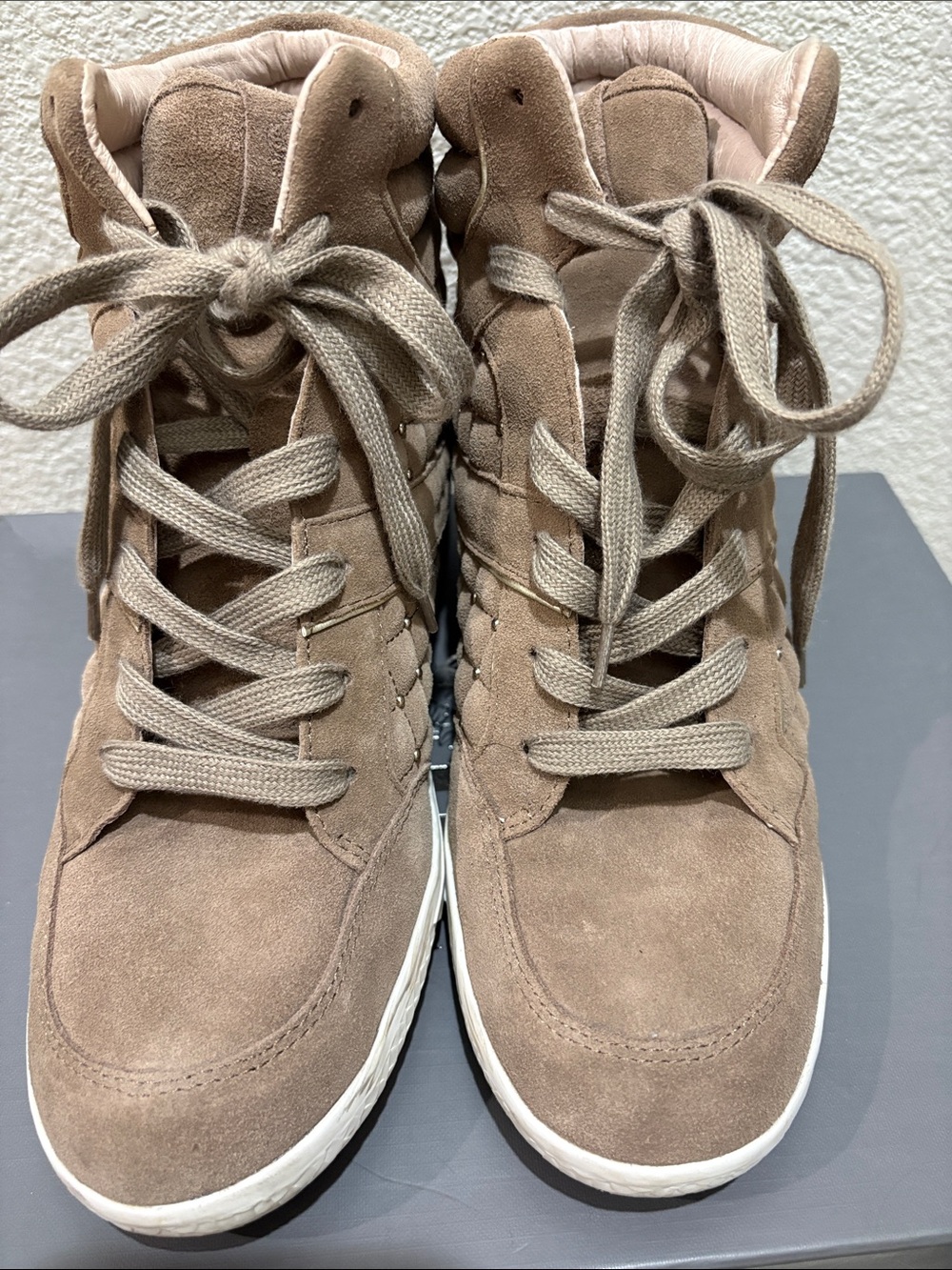 Vince Camuto Taupe Suede High-Top Sneakers - Picture 4 of 4